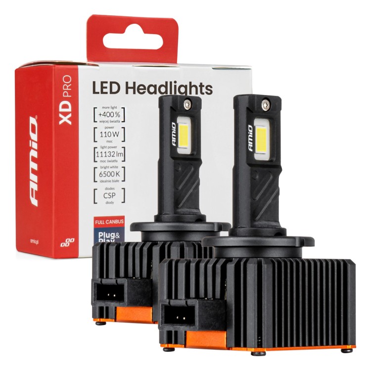 Amio - Λαμπτήρες LED Φώτων Εμπρός τύπου D1S/D1R βάση PK32d-2 τάση λειτουργίας 12V απόδοσης 110W (11132lm) XD PRO Series FULL CANBUS 6500K με ψύκτρα Plug & Play για Επιβατικά Αυτοκίνητα - 2 τεμ. (04679/AM) Amio - Λαμπτήρες LED Φώτων Εμπρός τύπου D1S/D1R βάση PK32d-2 τάση λειτουργίας 12V απόδοσης 110W (11132lm) XD PRO Series FULL CANBUS 6500K με ψύκτρα Plug & Play για Επιβατικά Αυτοκίνητα - 2 τεμ. (04679/AM)
