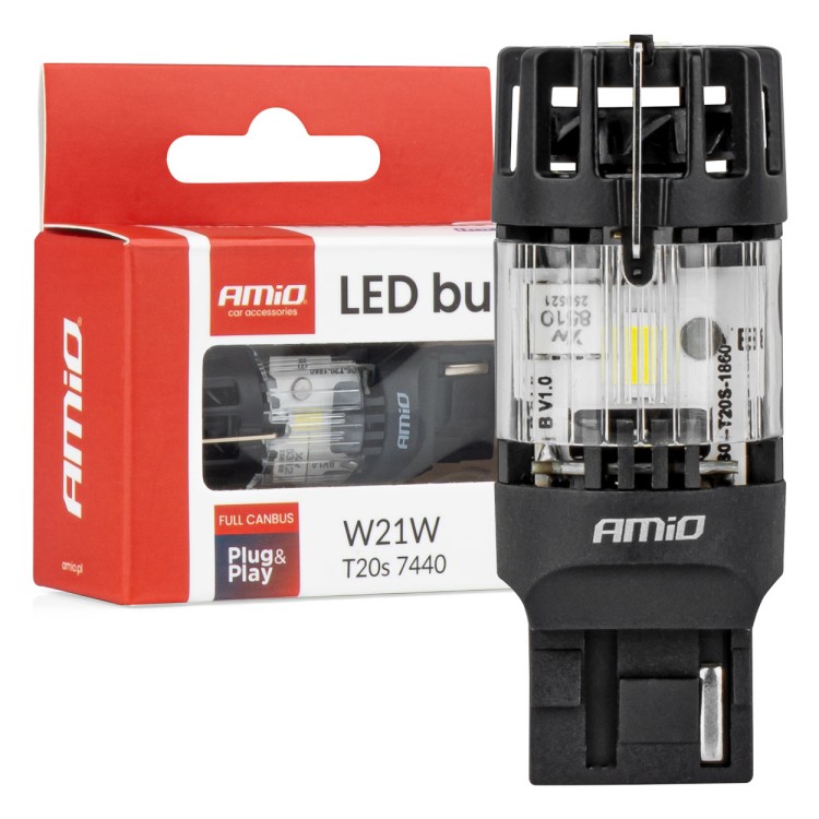 Amio – LED CSP T20S W21W 7440 Καρφωτό 12V 66W 4800lm 6500K Full CANBUS για Όπισθεν & Ισχυρό Φως – 1 Τεμ. (04686/AM) Amio – LED CSP T20S W21W 7440 Καρφωτό 12V 66W 4800lm 6500K Full CANBUS για Όπισθεν & Ισχυρό Φως – 1 Τεμ. (04686/AM)