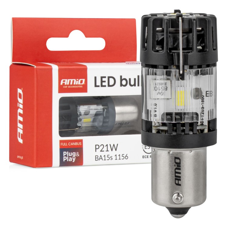 Amio - Λαμπτήρες LED τύπου P21W βάση BA15s τάση λειτουργίας 12V απόδοσης 66W (4800lm) LumiTec Series FULL CANBUS Μονοπολικό CSP 6500K Plug & Play για Επιβατικά Αυτοκίνητα - 2 τεμ. (04688/AM) Amio - Λαμπτήρες LED τύπου P21W βάση BA15s τάση λειτουργίας 12V απόδοσης 66W (4800lm) LumiTec Series FULL CANBUS Μονοπολικό CSP 6500K Plug & Play για Επιβατικά Αυτοκίνητα - 2 τεμ. (04688/AM)