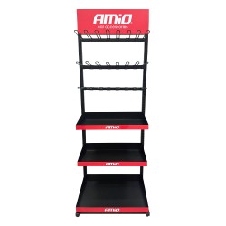 Amio – Σταντ Προϊόντων με 3 Ράφια & 24 Κρεμάστρες για Σταθερή Τοποθέτηση & Επαγγελματική Προβολή – 1 Τεμ. (04803/AM)