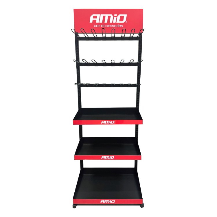 Amio – Σταντ Προϊόντων με 3 Ράφια & 24 Κρεμάστρες για Σταθερή Τοποθέτηση & Επαγγελματική Προβολή – 1 Τεμ. (04803/AM)