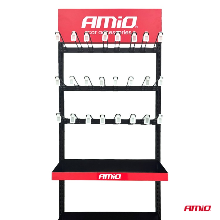 Amio – Σταντ Προϊόντων με 3 Ράφια & 24 Κρεμάστρες για Σταθερή Τοποθέτηση & Επαγγελματική Προβολή – 1 Τεμ. (04803/AM)