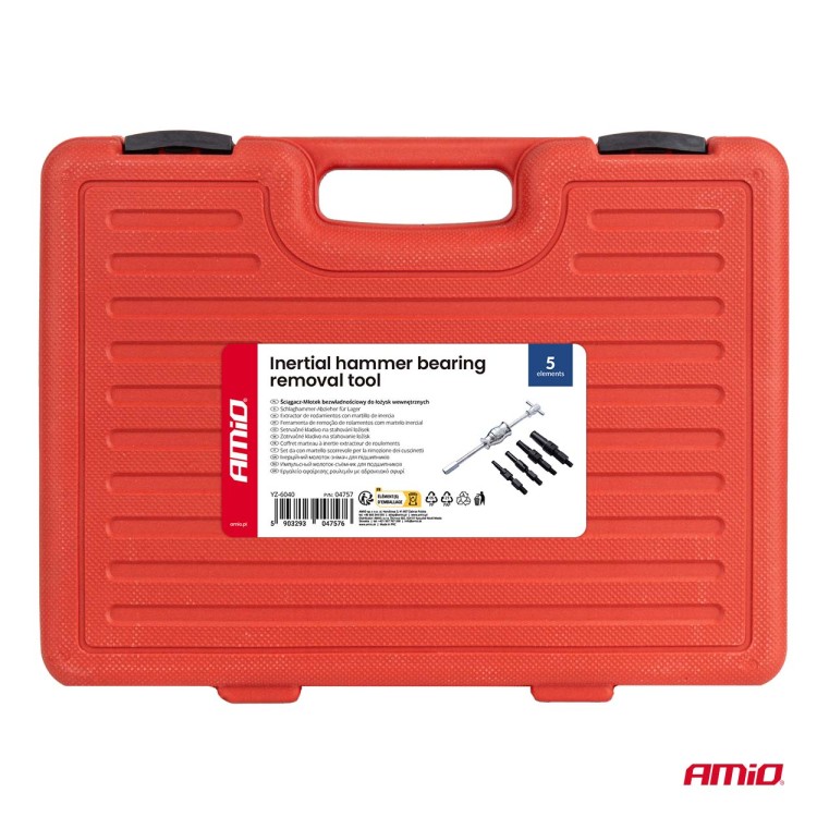 Amio – Σφυρί Κρούσης Εξολκέα Ρουλεμάν Heavy Duty σε Βαλιτσάκι για Αφαίρεση με Υψηλή Δύναμη & Ασφαλή Χρήση – Σετ 5 Τεμ. (04757/AM) Amio – Σφυρί Κρούσης Εξολκέα Ρουλεμάν Heavy Duty σε Βαλιτσάκι για Αφαίρεση με Υψηλή Δύναμη & Ασφαλή Χρήση – Σετ 5 Τεμ. (04757/AM)