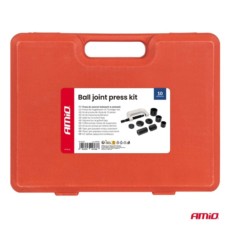 Amio – Πρέσα Σφαιρικών Αρθρώσεων Ανάρτησης Heavy Duty σε Βαλιτσάκι για Αφαίρεση και Εγκατάσταση με Ασφαλή Χρήση – Σετ 10 Τεμ. (04766/AM) Amio – Πρέσα Σφαιρικών Αρθρώσεων Ανάρτησης Heavy Duty σε Βαλιτσάκι για Αφαίρεση και Εγκατάσταση με Ασφαλή Χρήση – Σετ 10 Τεμ. (04766/AM)