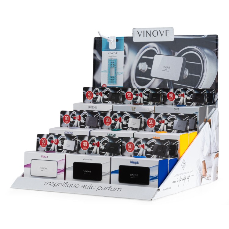 Amio – Χαρτινό Ράφι Display με 18 Αρωματικά Αυτοκινήτου VINOVE για Φρεσκάδα & Καθημερινή Χρήση – Σετ 18 Τεμ. (V0000/AM) Amio – Χαρτινό Ράφι Display με 18 Αρωματικά Αυτοκινήτου VINOVE για Φρεσκάδα & Καθημερινή Χρήση – Σετ 18 Τεμ. (V0000/AM)
