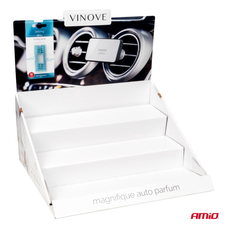 Amio – Χαρτινό Ράφι Display με 18 Αρωματικά Αυτοκινήτου VINOVE για Φρεσκάδα & Καθημερινή Χρήση – Σετ 18 Τεμ. (V0000/AM) Amio – Χαρτινό Ράφι Display με 18 Αρωματικά Αυτοκινήτου VINOVE για Φρεσκάδα & Καθημερινή Χρήση – Σετ 18 Τεμ. (V0000/AM)