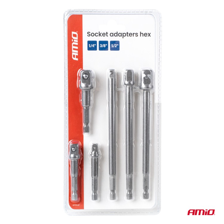 Amio – Προσαρμογείς HEX 1/4" σε Καρυδάκια 1/4" 3/8" 1/2" Heavy Duty για Σταθερή Τοποθέτηση & Καθημερινή Χρήση – Σετ 6 Τεμ. (04781/AM) Amio – Προσαρμογείς HEX 1/4" σε Καρυδάκια 1/4" 3/8" 1/2" Heavy Duty για Σταθερή Τοποθέτηση & Καθημερινή Χρήση – Σετ 6 Τεμ. (04781/AM)