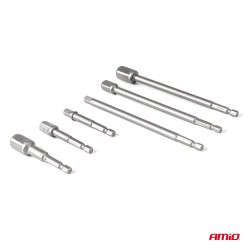 Amio – Προσαρμογείς HEX 1/4" σε Καρυδάκια 1/4" 3/8" 1/2" Heavy Duty για Σταθερή Τοποθέτηση & Καθημερινή Χρήση – Σετ 6 Τεμ. (04781/AM)
