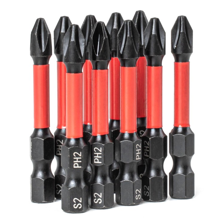 Amio – Μύτες Στρέψης Torsion PH2 HEX 1/4" 50mm Heavy Duty για Σταθερή Τοποθέτηση Εργαλείου & Καθημερινή Χρήση – Σετ 10 Τεμ. (04784/AM)