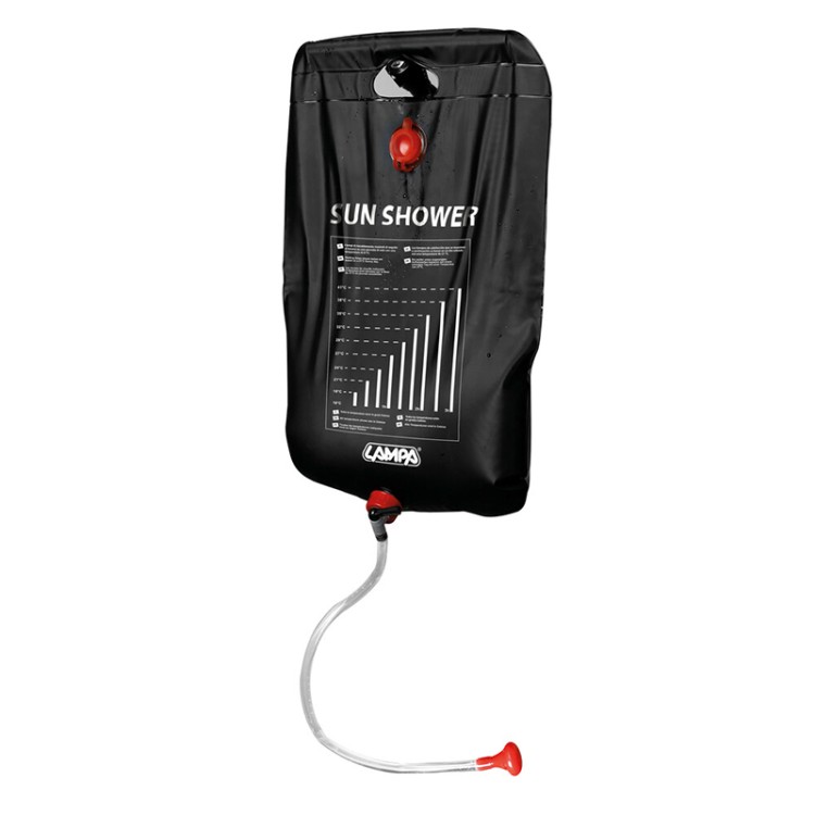 Lampa - Ηλιακό Ντους Camping Solar Shower 20 Λίτρων με Σχοινί Ανάρτησης, Ρυθμιστή Ροής και Τηλέφωνο Ντους - 1 Τεμ. (L4071.7)