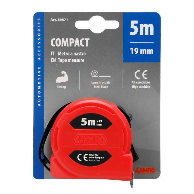ΜΕΤΡΟΤΑΙΝΙΑ ΑΥΤΟΜΑΤΗ COMPACT 5m x16mm ΚΟΚΚΙΝΗ ΜΕ ΚΛΙΠ ΖΩΝΗΣ LAMPA - 1 ΤΕΜ. ΜΕΤΡΟΤΑΙΝΙΑ ΑΥΤΟΜΑΤΗ COMPACT 5m x16mm ΚΟΚΚΙΝΗ ΜΕ ΚΛΙΠ ΖΩΝΗΣ LAMPA - 1 ΤΕΜ.