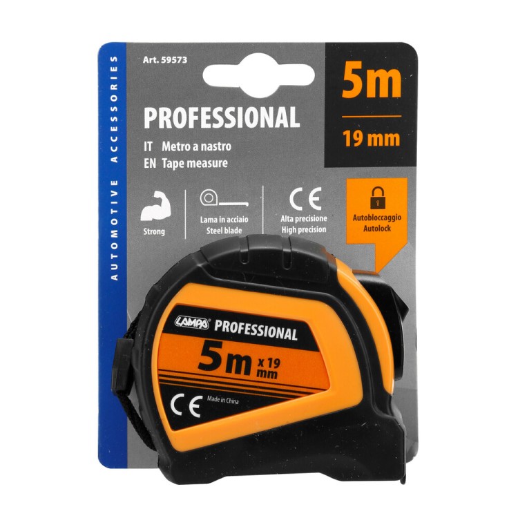ΜΕΤΡΟΤΑΙΝΙΑ ΑΥΤΟΜΑΤΗ PROFESSIONAL 5m x16mm ΜΕ ΚΛΕΙΔΩΜΑ & ΚΛΙΠ ΖΩΝΗΣ LAMPA - 1 ΤΕΜ.