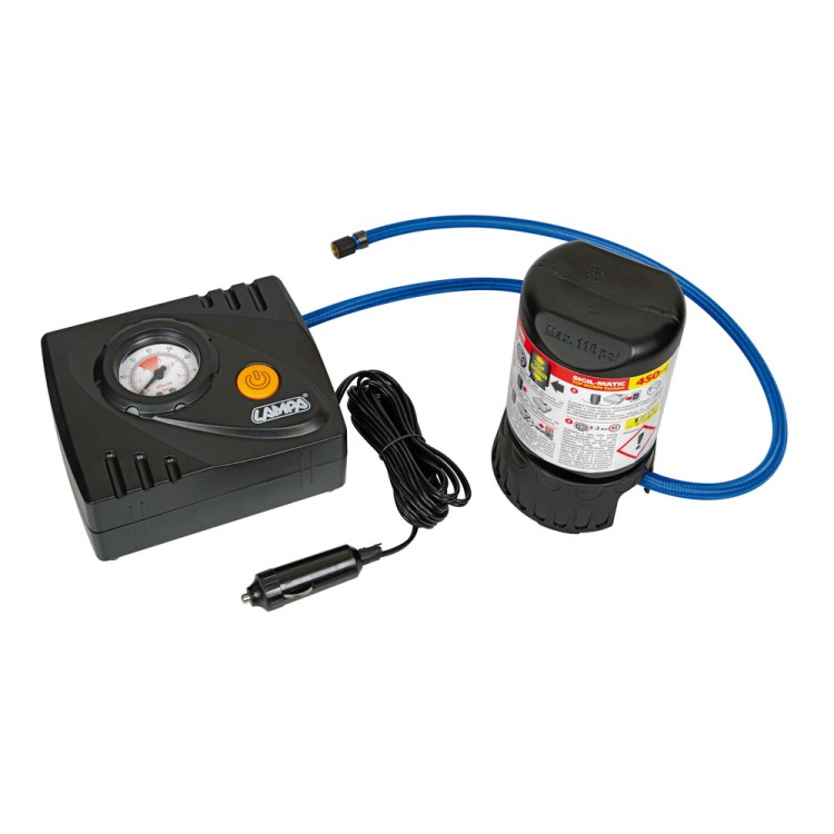 Κομπρεσέρ Ελαστικών 12V 450ml με υγρό επισκευής 450ml Μανόμετρο ΚΑΙ Μετρητή Πίεσης Κομπρεσέρ Ελαστικών 12V 450ml με υγρό επισκευής 450ml Μανόμετρο ΚΑΙ Μετρητή Πίεσης
