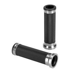 ΧΕΡΟΥΛΙΑ MOTO ALU GRIP  ΜΑΥΡΟ/ΑΣΗΜΙ ΧΡΩΜΑ 22mm+25mm 12cm LAMPA - 2 τεμ.