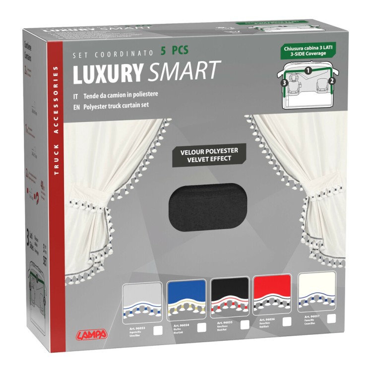 ΚΟΥΡΤΙΝΕΣ ΝΤΑΛΙΚΑΣ LUXURY SMART ΜΑΥΡΟ/ΚΟΚΚΙΝΟ ΣΕΤ LAMPA - 5 ΤΕΜ.