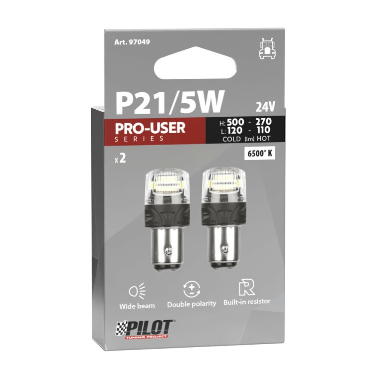 P21/5W 24V BAY15d 500/120+270/110lm 6.500K ΔΙΠΛΗΣ ΠΟΛΙΚΟΤΗΤΑΣ LED CAN-BUS PRO-USER SERIES 24V 2ΤΕΜ.