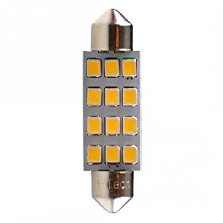 ΛΑΜΠΑΚΙΑ ΠΛΑΦΟΝΙΕΡΑΣ C5W/C10W 12V SV8.5 41mm 1,5W 12xSMD2835 LED OSRAM ΛΕΥΚΟ  BLISTER 2ΤΕΜ. M-TECH