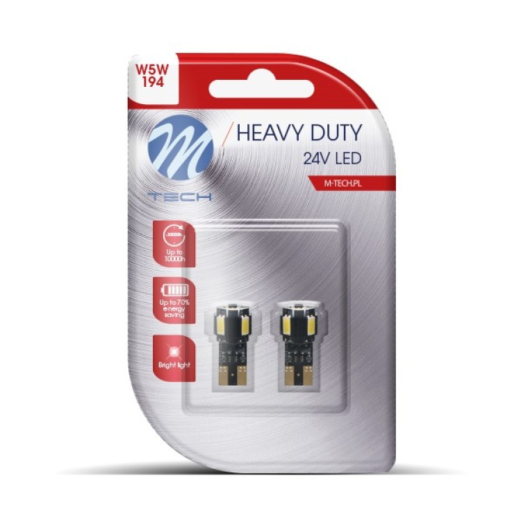 T10 W5W 24V W2.1x9.5d 4xSMD5630 + 1xHP LED CAN-BUS ΛΕΥΚΟ HEAVY DUTY BLISTER M-TECH - 2 Τεμ. T10 W5W 24V W2.1x9.5d 4xSMD5630 + 1xHP LED CAN-BUS ΛΕΥΚΟ HEAVY DUTY BLISTER M-TECH - 2 Τεμ.