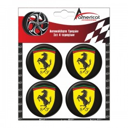 FERRARI ΑΥΤΟΚΟΛΛΗΤΑ ΖΑΝΤΩΝ  ΜΑΥΡΑ ΣΜΑΛΤΟΥ 6 cm - 4 ΤΕΜ.