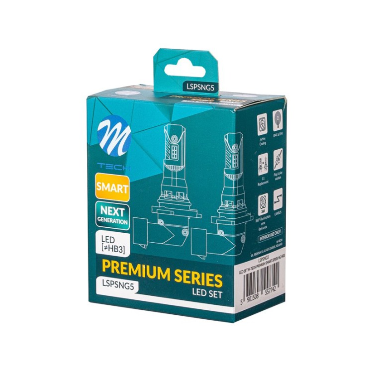 M-Tech - Λάμπες LED HB3 τύπου Premium Smart Next Generation Series με Canbus και CSP3570, τάση λειτουργίας 12V, ισχύ έως 35W, φωτεινότητα έως 5000lm και χρώμα 6000K, για φανάρια με προτζέκτορα - 2 τεμ. (LSPSNG5/MT) M-Tech - Λάμπες LED HB3 τύπου Premium Smart Next Generation Series με Canbus και CSP3570, τάση λειτουργίας 12V, ισχύ έως 35W, φωτεινότητα έως 5000lm και χρώμα 6000K, για φανάρια με προτζέκτορα - 2 τεμ. (LSPSNG5/MT)