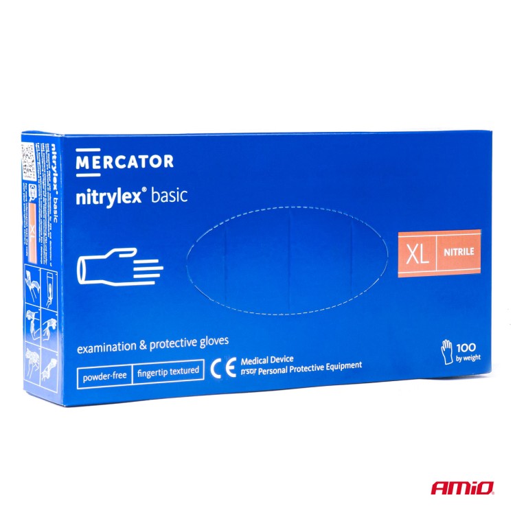 Amio - ΓΑΝΤΙΑ ΝΙΤΡΙΛΙΟΥ MERCATOR NITRYLEX BASIC ΣΕ ΜΠΛΕ ΧΡΩΜΑ X-LARGE (XL) - 100 ΤΕΜ. (MER02959/AM)