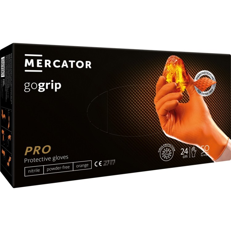 ΓΑΝΤΙΑ ΝΙΤΡΙΛΙΟΥ MERCATOR GOGRIP ΣΕ ΠΟΡΤΟΚΑΛΙ ΧΡΩΜΑ LARGE (L) ΑΜΙΟ - 50 ΤΕΜ.