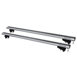 MENABO ΜΠΑΡΕΣ ΟΡΟΦΗΣ ΑΛΟΥΜΙΝΙΟΥ LINCE XL SILVER 135 cm ΣΕ ΑΣΗΜΙ ΧΡΩΜΑ ΓΙΑ Porsche Cayenne (92A) 5 doors 2011>2017 ΜΕ RAISED RAILS - 2 ΤΕΜ (8880/MB)