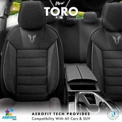 Amio - ΚΑΛΥΜΜΑΤΑ ΚΑΘΙΣΜΑΤΩΝ OTOM TORO 902 BLACK/SMOKED ΜΑΥΡΟ/ΓΚΡΙ ΥΦΑΝΤΟ ΥΦΑΣΜΑ SET - 1 σετ. (OT76893/AM)