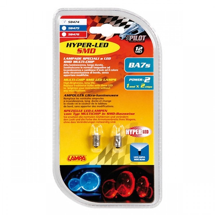 BA7s 12V 25lm HYPER-LED6 ΛΕΥΚΟ 2SMDx3chips BLISTER 2ΤΕΜ.