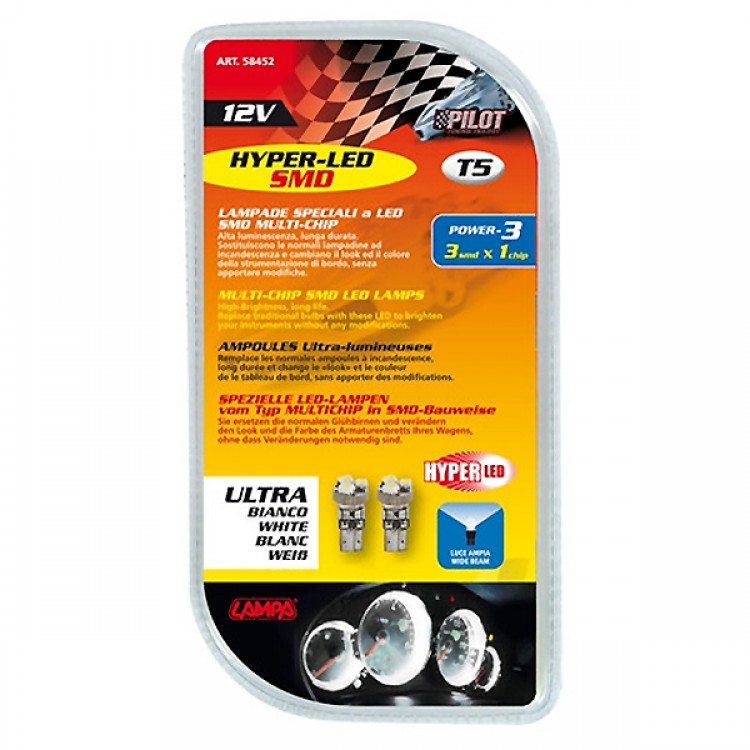 T5 12V ΛΕΥΚΟ 3SMDx1CHIPS HYPER-LED2 T5 12V ΛΕΥΚΟ 3SMDx1CHIPS HYPER-LED2