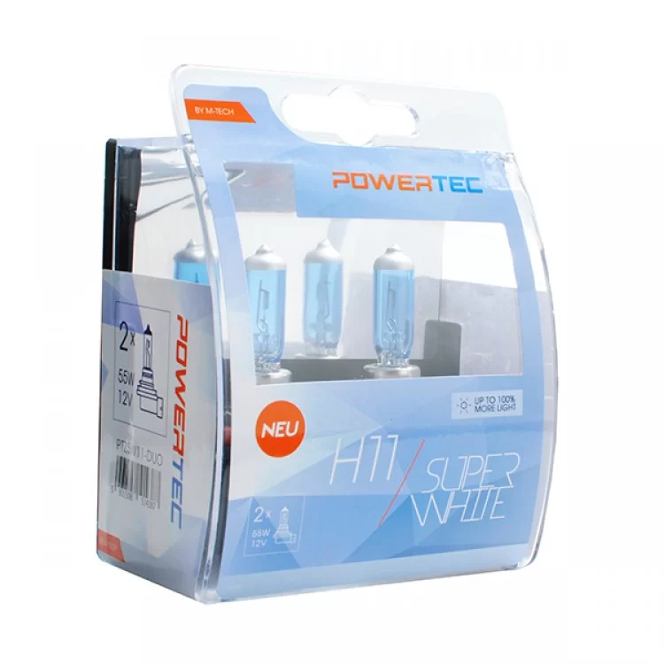 H11 12V 55W 3.450K PGJ19-2 POWERTECK SUPERWHITE 2ΤΕΜ. H11 12V 55W 3.450K PGJ19-2 POWERTECK SUPERWHITE 2ΤΕΜ.