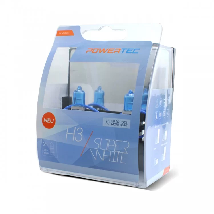 H3 12V 55W 3.450K PK22s POWERTECK SUPERWHITE 2ΤΕΜ. H3 12V 55W 3.450K PK22s POWERTECK SUPERWHITE 2ΤΕΜ.