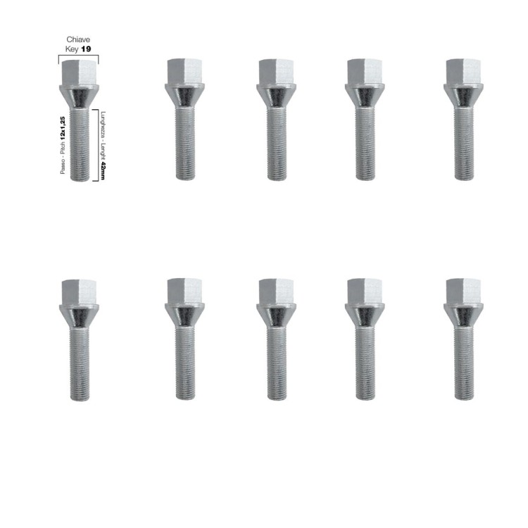 ΜΠΟΥΛΟΝΙΑ ΚΩΝΙΚΑ 12x1,25 (42mm) (19) SIMONI RACING - 10 ΤΕΜ. ΜΠΟΥΛΟΝΙΑ ΚΩΝΙΚΑ 12x1,25 (42mm) (19) SIMONI RACING - 10 ΤΕΜ.