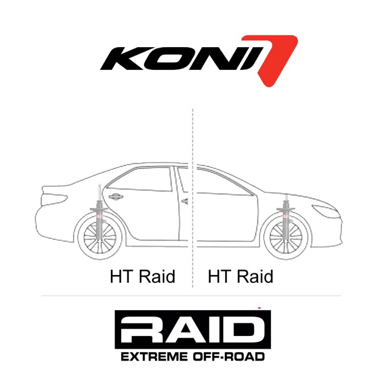 TOYOTA LANDCRUISER 200 EXL. ACTIVE HEIGHT CONTROL RAID DAMPERS: FIT VEHICLES WITH STANDARD OR RAISED SUSPENSION, FRONT REAR: - 50 MM - ΣΕΤ(4) ΑΜΟΡΤΙΣΕΡ KONI HT RAID | KONI-HTR-16300
